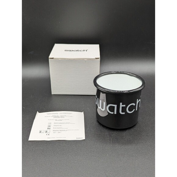 Swatch Black Enamel and Ceramic Mug Swag Gift New In Box - Picture 1 of 9